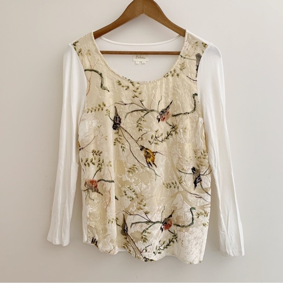 Deletta Oak Song Velvet Top Bird Small Cream Anthropologie - Picture 1 of 7